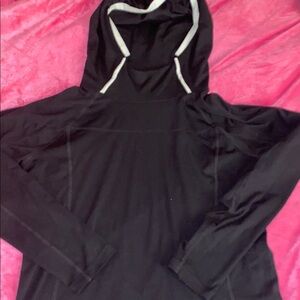 Black Hooded Long Sleeve Top